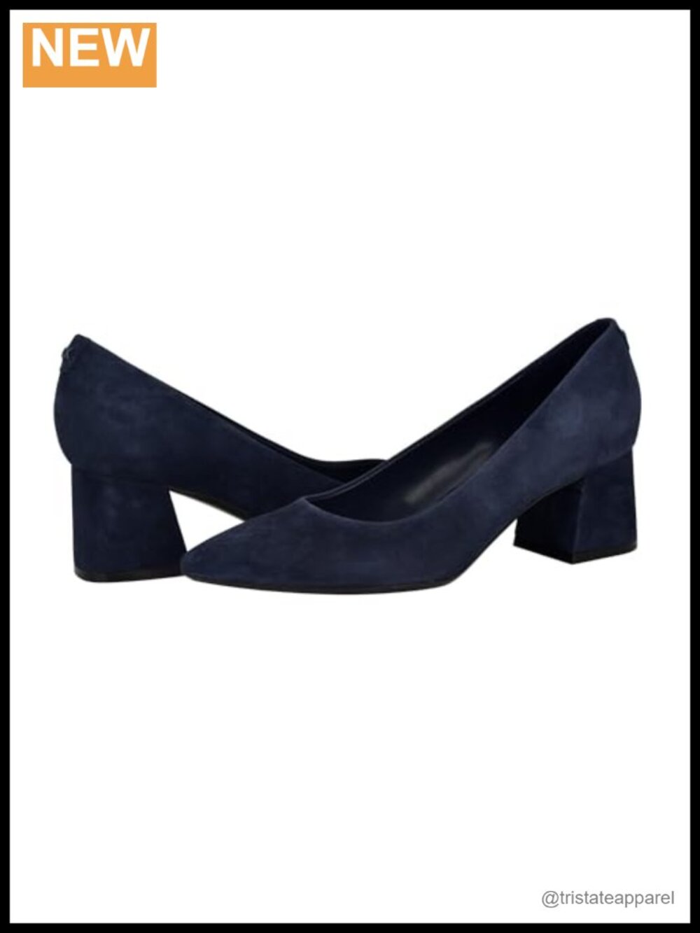 Calvin Klein Lenott Suede Block Heel Pointy Toe Dress Pumps Slip On